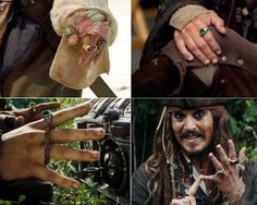 four pictures of johnny depple from pirates of the caribbean