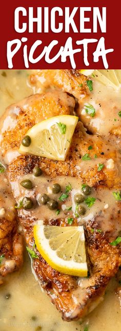 chicken piccata with lemons and capers on top