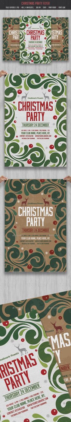 christmas party flyer template - clubs and parties print templates, flyers & brochures