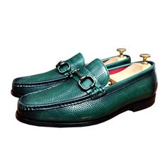 Introducing our LuxLeather Elegant Slip On Loafers, crafted with the finest genuine cow leather for a luxurious and sophisticated look. The solid pattern and round toe shape add a touch of elegance, while the genuine leather lining and full grain leather insole provide ultimate comfort. Step into style and sophistication with our LuxLeather Slip On Loafers today! Shop now and experience the perfect blend of style and comfort with our LuxLeather Elegant Slip On Loafers. Green Formal Slip-ons With Round Toe, Green Round Toe Formal Slip-ons, Elegant Green Plain Toe Loafers, Elegant Green Dress Shoes For Office, Green Round Toe Loafers For Formal Occasions, Elegant Green Loafers For Business, Green Slip-on Oxfords For Business, Green Slip-on Formal Loafers, Elegant Green Slip-on Oxfords