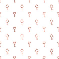 an orange and white wallpaper with hearts, keys and keyholes on it