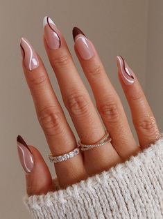 Brown Nails Design, Colorful Nails, Casual Nails, Classy Acrylic Nails, Almond Acrylic Nails, Acrylic Nails Coffin Short, Short Acrylic Nails Designs, Neutral Nails, Orange Nails