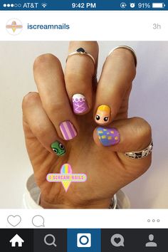 Tangled Inspired Nails Simple, Rapunzel Nail Designs, Disney Nails Rapunzel, Tangled Rapunzel Nail Art, Rapunzel Nail Art, Tangled Nail Art, Pan Nails, Peter Pan Nails, Rapunzel Nails