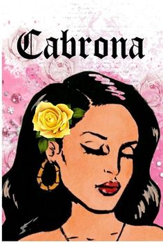 a painting of a woman with a flower in her hair and the words california on it