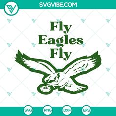 the fly eagles fly logo is shown in green and white with an eagle on it