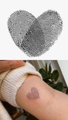 two finger prints that have been placed on someone's arm, and one is in the shape of a heart