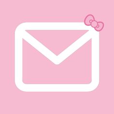 a pink background with an envelope and a hello kitty bow on the top of it