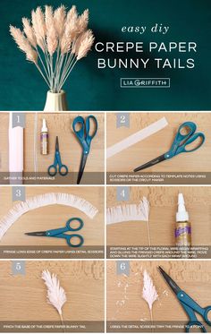 how to make bunny tails out of crepe paper - step by step instructions