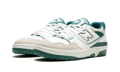 The New Balance 550 "Vintage Teal" is a summertime-ready colorway of the retro basketball shoe that was released in 2023.  The “Vintage Teal” gives the popular silhouette an easy-on-the-eyes makeover that’s perfect for warm weather wear.  White leather appears on the shoe’s upper while a light grey suede overlay is seen on the toe.  A milky white “N” logo with Vintage Teal trim appears on the side.  More Vintage Teal accenting is seen on the “550” branding on the lateral side of the forefoot, th Navy Blue New Balance, New Balance 550 White, Balance 550, N Logo, Retro Basketball Shoes, Retro Basketball, Popular Sneakers, Vintage Indigo, Navy Shoes