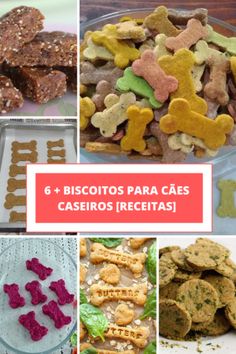 the collage shows different types of dog treats