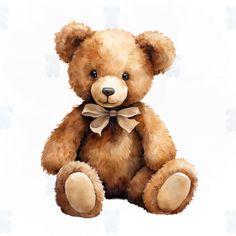 a brown teddy bear with a bow tie