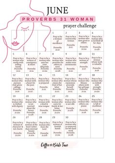 the june calendar for women's prayer