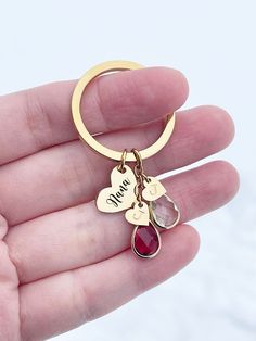 "Material: Birthstone charm : sterling silver , gold and rose gold plating  Chain: Gold, rose gold, silver  stainless steel Charm: Gold, rose gold, silver  stainless steel E V E R Y T H I N G ∙ I S ∙ C U S T O M I Z A B L E ! ♥ MADE TO LAST: Each birthstone charm is about 8mm .We use quality precious metal that are permanently bonded over the base metal, making them extremely durable (will not flake off, rush or tarnish with reasonable care . We include instruction how to care for your jewelry on each purchase . ♥ HYPOALLERGENIC: Nickel and lead free ,safe for everyone even for those with sensitive skin ♥ GIFT READY: Comes carefully packaged with box and personalize message card .We will personalize the message card for you , with any saying , no additional charge ♥ ADD ON As your family g Nana Bracelet, Birthstone Keychain, Gifts For New Grandma, Nana Jewelry, Nana Necklace, Mommy Necklace, First Mothers Day Gifts, Mothers Day Gifts From Daughter, Birthstone Bracelet