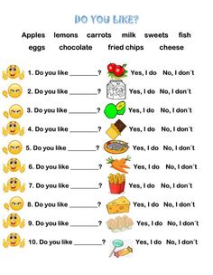 an english worksheet with the words do you like? and other emoticions