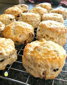 a bunch of cookies that are on a rack