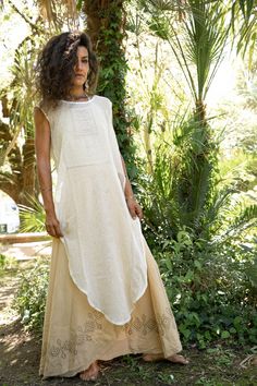 This light and transparent dress is perfect to accessorize your hippie chic outfits. It goes well with a long skirt or loose trousers.  Adopt a bohemian and trendy look for festivals, ceremonies or your everyday life.  𖤓   𖤓  𖤓  𖤓  𖤓  𖤓  𖤓  𖤓  𖤓  𖤓  𖤓  𖤓  𖤓  𖤓  AVAILABILITY The dress is available in other colors :  -  Beige Color : https://www.etsy.com/listing/1450528252 -  Brown Color : https://www.etsy.com/listing/1464737913 𖤓   𖤓  𖤓  𖤓  𖤓  𖤓  𖤓  𖤓  𖤓  𖤓  𖤓  𖤓  𖤓  𖤓 Spring Festival Lagenlook Dresses, Bohemian Sheer Sleeveless Dress, Flowy Sheer Bohemian Maxi Dress, Sheer Flowy Bohemian Maxi Dress, Beige Long Skirt Dress For Summer, Bohemian Sheer Dresses, White Sheer Bohemian Dress, White Bohemian Sheer Dress, Hippie Long Skirt Summer Dress