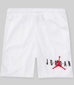 From Jordan&#x2C; this short features:pull-on stylingelastic waist"Jordan" block lettering with center "jumpman" graphic on one leg"champ" mesh polyesterMachine wash; tumble dryImported. White Sports Bottoms With Logo Print, White Letter Print Bottoms For Sports Season, White Sports Bottoms With Letter Print, Sports Bottoms With White Letter Print, White Athletic Shorts With Letter Print For Summer, White Letter Print Sports Shorts, Summer Sportswear Shorts With Letter Print, White Logo Print Bottoms For Summer, Sporty White Bottoms With Logo Print