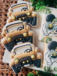 decorated cookies in the shape of school buses