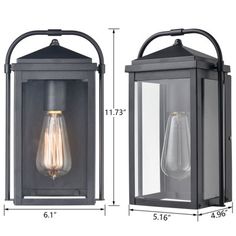 an image of two light fixtures with measurements for each bulb and the same size as shown