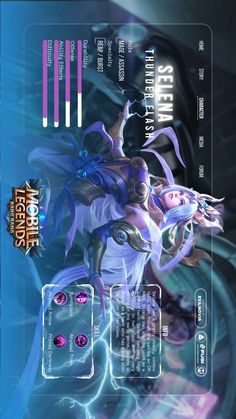 an image of a card game character with purple hair and blue eyes, in front of a dark background