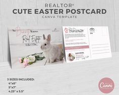 a postcard with an image of a rabbit on it and the words realtor cute easter