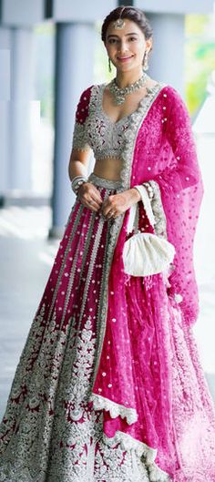 Pink and Majenta color Lehenga in Net fabric with Bugle Beads, Embroidered, Sequence work Best Indian Wedding Dresses, Pakistani Lehenga, Indian Wedding Lehenga, Bridesmaid Lehenga, Reception Lehenga, Green Lehenga, Net Lehenga, Lehenga Choli Online, Indian Lehenga