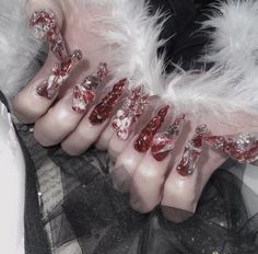 Visual Kei Nails, Grunge Nails, Red Nail, Stiletto Nails, Nail Tech, Swag Nails, Glow Up?