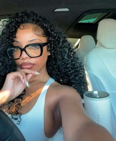 #dearra #curlyhair #glasses Middle Part Bob Wig, Dearra Taylor, Curls For The Girls, Quick Braided Hairstyles, Protective Hairstyles Braids, Hair Twist Styles, Frontal Hairstyles, Baddie Hairstyles, Long Curly Hair