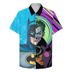 Batman Two Face Hawaiian Shirt available in T-shirt, hoodie, tank top, longsleeve, multi color and size S M L XL XXL 3XL 4XL 5XL. Shipping from the US. Easy 30 day return policy - Shop now! 6.1-ounce, 100% cotton .Double-needle neck, sleeves and hem; Roomy Unisex Fit. Ash is 99% cotton, 1% poly; Sport Grey is 90% cotton, 10% poly; Dark Heather is 50% cotton, 50% polyester .Decoration type: Digital Print. Made by Gildan Casual Black Sublimation T-shirt With Character Print, Black Casual Sublimation T-shirt With Character Print, Casual Multicolor Shirt With Cartoon Print, Casual Multicolor Character Print Shirt, Pop Culture Summer Shirt With Character Print, Pop Culture Character Print Shirt For Summer, Multicolor Character Print Tops For Streetwear, Casual Multicolor Character Print Tops, Black Pop Culture Shirt For Summer