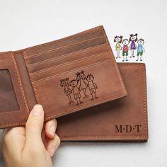 Personalized with a message written/drawing by your loved one, this wallet will make a perfect gift for Wedding, Birthdays, Baby Shower or any other special occasion.It is made from high-quality pull-up GENUINE leather. This leather will develop a vintage looking-used look with time (also known as leather patina). It will adopt color variations and scratches over time - this is characteristic of pull-up GENUINE leather and not product defectsITEM INFOMaterials: Genuine cowhide leatherDimensions: Valentine's Day Gift Wallets With Card Slots, Valentine's Day Gift Wallet With Card Slots, Valentine's Day Wallet Gift With Card Slots, Valentine's Day Wallets With Card Slots, Customizable Wallets For Father's Day Personalized Gift, Customizable Wallets For Father's Day, Father's Day Gift Bifold Wallet, Father's Day Bifold Wallet Gift, Bifold Wallet For Father's Day Gift