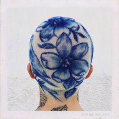 Shaved Head Designs, Hair Colour Design, Dyed Hair Men, Shaved Hair Designs, Buzzed Hair, Birds Nature, Dyed Hair Inspiration, Bald Hair, Blue Toile