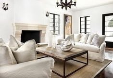 a living room filled with furniture and a fire place