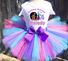 African American Mermaid Personalized Birthday Outfit – Girly Girl Tutus African American Mermaid, Mermaid Birthday Outfit, Tutu Shirt, Mermaid Tutu, First Birthday Tutu, Mermaid Birthday Cakes, Heat Press Designs, Birthday Tutu Outfit, Mermaid Outfit