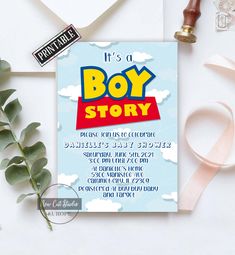 it's a boy story birthday party card