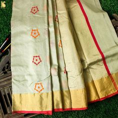 Willow Brook Pure Handwoven Chanderi Silk Eknalayia Saree - Khinkhwab Festive Pista Green Handloom Pre-draped Saree, Navratri Tussar Silk Churidar With Pallu, Puja Saree In Chanderi With Cutdana Details, Puja Chanderi Saree With Cutdana, Chanderi Saree With Cutdana For Puja, Chanderi Saree For Puja And Eid, Eid Chanderi Saree With Cutdana, Designer Chanderi Saree In Pista Green, Designer Pista Green Chanderi Saree