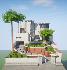 Modern House Exterior Minecraft, Minecraft Exterior Design House, Retro Minecraft House, Modern Hotel Minecraft, Minecraft Pool Decoration, Minecraft 70s House, Modern Mc House, Minecraft Minimalist House, Modern Minecraft Interior