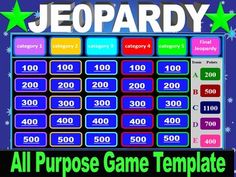 an image of a game board with the words jeopardy on it and stars above