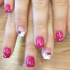 Nails Japanese Bobtail Cat, Hello Kitty Nail Art, Kitty Nail Art, Wicked Nails, Hello Kitty Nail, Hello Kitty Nails Art, Kitty Nail, Bobtail Cat, Japanese Bobtail