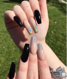 30 Incredible Acrylic Black Nail Art Designs Ideas For Long Nails Page 2 of 30 Fashionsum Matte Nude Nails, Summer Nails Colors Designs, Acrylic Nails Natural, Nails With Black, Trending Nail Designs, Colorful Nail Designs, Summer Nails Colors, Holographic Nails, Nail Styles