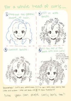 how to draw curly hair for kids