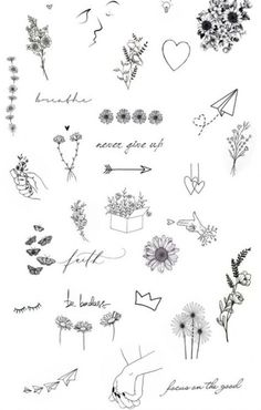 an image of flowers and hearts drawn on paper