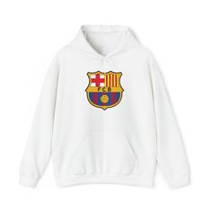 Barcelona FC Hoodie - the perfect blend of style, comfort, and team spirit for avid fans of the renowned football club. Crafted with precision and passion, this hoodie is designed to showcase your unwavering support for Barcelona FC while keeping you cozy and fashionable. .: Made with a medium-heavy fabric (8.0 oz/yd² (271 g/m that consists of 50% cotton and 50% polyester for that cozy feel and warmth you need in a hoodie. .: The classic fit along with the pouch pocket and the tear-away label ma Barcelona Fc, Fc Barcelona, Team Spirit, Football Club, Heavy Fabric, Hooded Sweatshirt, Color Matching, Pocket Pouch, Hooded Sweatshirts