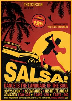 a poster for salsa with an image of a woman dancing