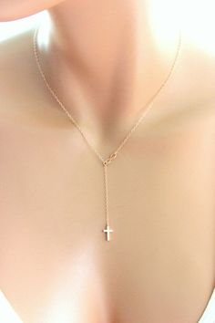 Delicate Rose Gold Cross Jewelry, Cross Lariat Necklace Gift, Infinity Necklace Gold, Necklace Cross, Simple Gift, Gold Cross Necklace, Infinity Necklace, Infinity Symbol, Delicate Jewelry