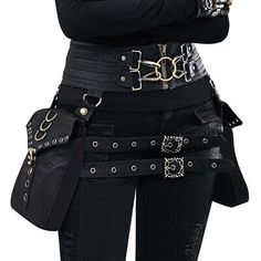 Steampunk Mode, Celana Jogger Wanita, Moda Steampunk, Mode Steampunk, Gothic Bag, Leg Bag, Black Clothing, Retro Mode, Estilo Punk