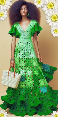 This listing is for a Crochet Granny Square Shades of Green Ladies Ruffle Summer Maxi Dress. It is made to order to any size and color. Please choose your size from the chart. Cancellations: not accepted, please chose carefully.  Customs and import taxes Buyers are responsible for any customs and import taxes that may apply. We are not responsible for any delay in delivery due to customs procedures in your country. Shipping and Return Policy FREE INTERNATIONAL SHIPPING We ship worldwide. You can choose express shipping if you need the dress at a certain date. Returns & exchanges Not accepted, But please contact me if you have problems with your order It takes 3-4  weeks to finish the order. Green V-neck Crochet Dress For Summer, Green V-neck Crochet Dress For Vacation, Green Bohemian Crochet Dress For Spring, Green Crochet Summer Dress, Green Crochet Dresses For Vacation, Green Patchwork Dress For Garden Party, Square Shades, Crochet Granny Square, Summer Maxi