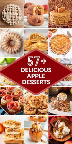 delicious apple desserts are featured in this collage