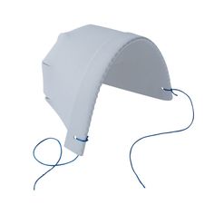 a white umbrella with blue string attached to it's side on a white background