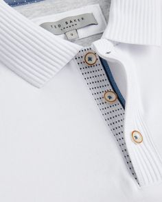 Ted Baker Menswear, Smart Casual Wardrobe, Polo Shirt Style, White Polo Shirt, Shirt Detail, Polo Top