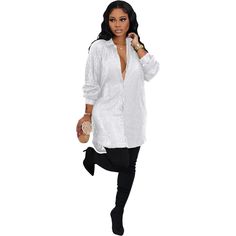 F00174583-202 Streetwear Dresses, Shirt Dress Women, Loose Shirt Dress, Streetwear Dress, Women Streetwear, Loose Shirt, Solid Color Dress, Loose Shirts, Necklines For Dresses